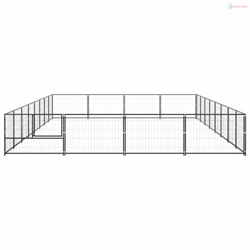 Fekete acél kutyakennel 32 m²