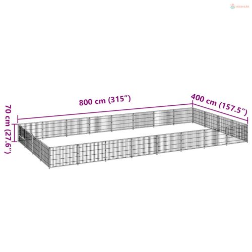 Fekete acél kutyakennel 32 m²