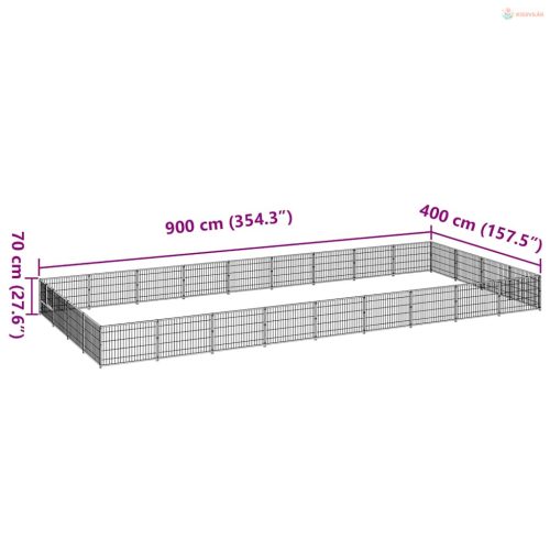 Fekete acél kutyakennel 36 m²