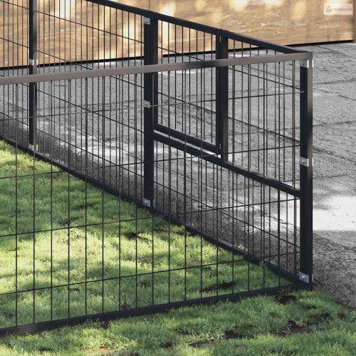 Fekete acél kutyakennel 40 m²