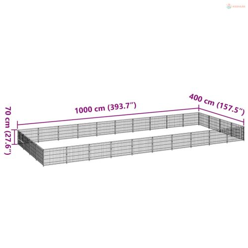 Fekete acél kutyakennel 40 m²