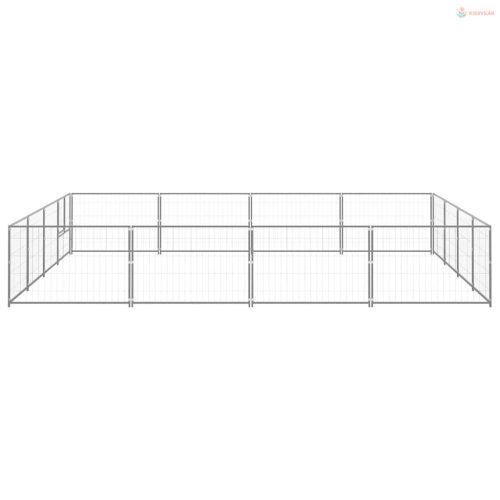 Ezüstszínű acél kutyakennel 16 m²