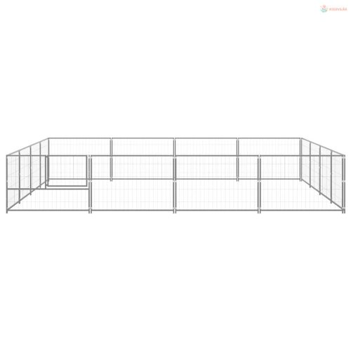 Ezüstszínű acél kutyakennel 16 m²
