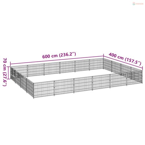Ezüstszínű acél kutyakennel 24 m²
