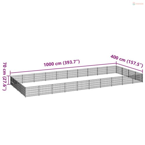 Ezüstszínű acél kutyakennel 40 m²
