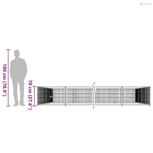 Ezüstszínű acél kutyakennel 40 m²