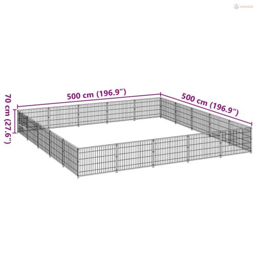 Fekete acél kutyakennel 25 m²