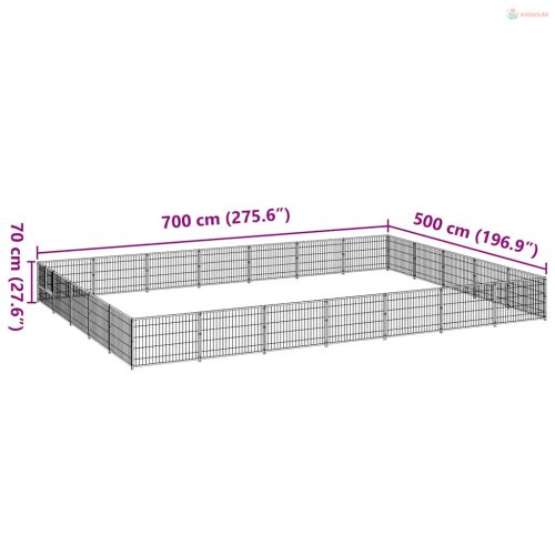 Fekete acél kutyakennel 35 m²