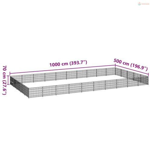 Fekete acél kutyakennel 50 m²