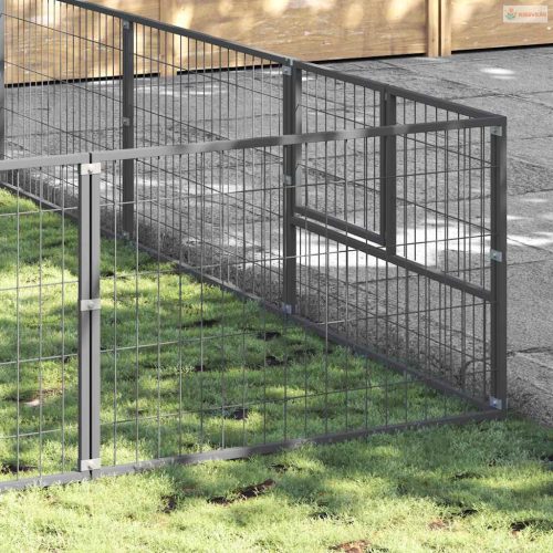 Ezüstszínű acél kutyakennel 25 m²