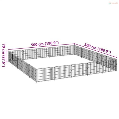 Ezüstszínű acél kutyakennel 25 m²