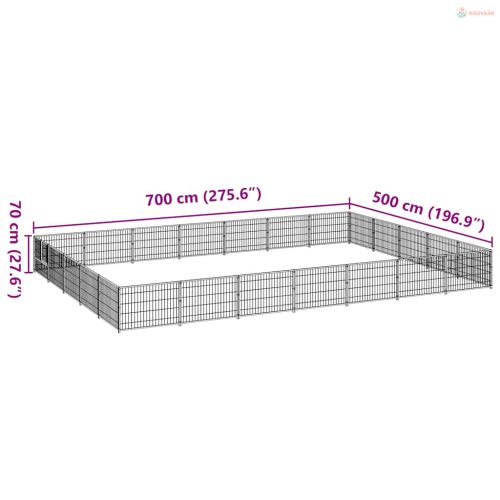 Ezüstszínű acél kutyakennel 35 m²