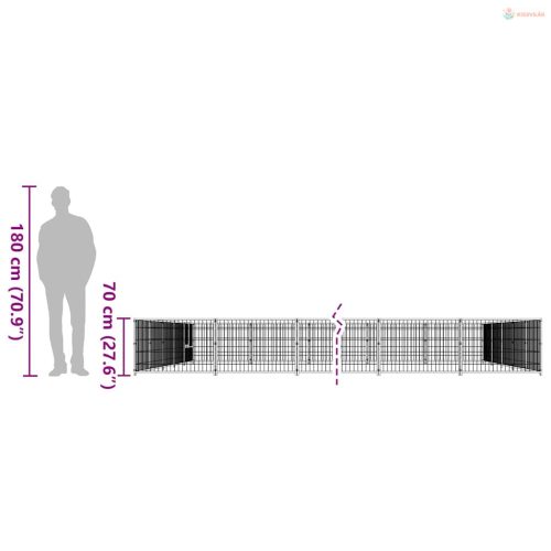 Ezüstszínű acél kutyakennel 45 m²