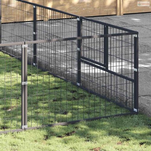 Fekete acél kutyakennel 36 m²