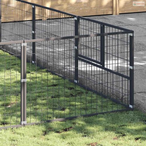Fekete acél kutyakennel 42 m²