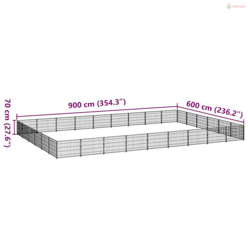 Fekete acél kutyakennel 54 m²