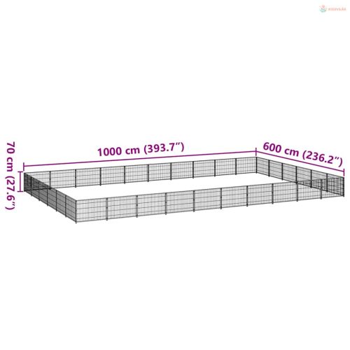 Fekete acél kutyakennel 60 m²