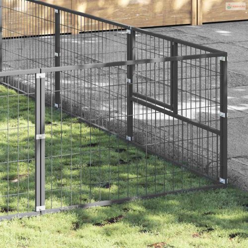 Ezüstszínű acél kutyakennel 48 m²