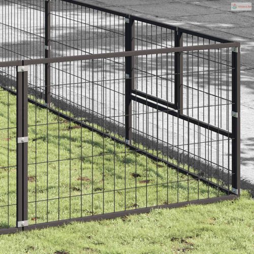 Fekete acél kutyakennel 56 m²