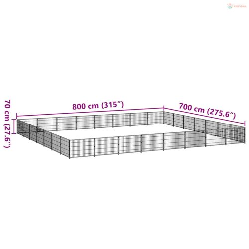 Fekete acél kutyakennel 56 m²
