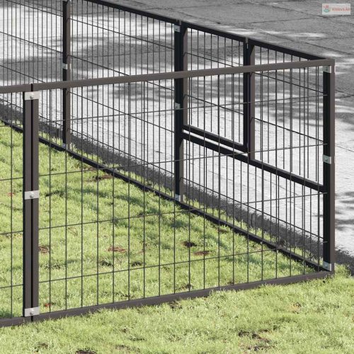 Fekete acél kutyakennel 70 m²