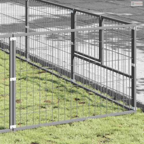 Ezüstszínű acél kutyakennel 49 m²