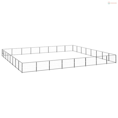 Fekete acél kutyakennel 64 m²