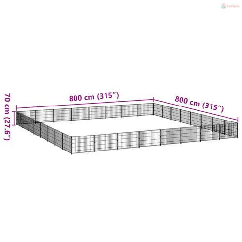 Fekete acél kutyakennel 64 m²
