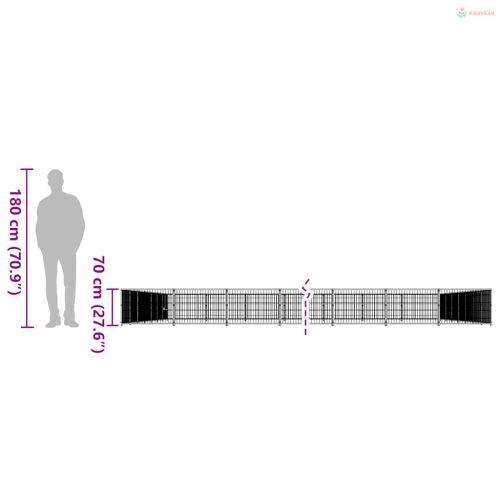 Fekete acél kutyakennel 80 m²