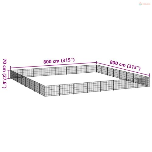 Ezüstszínű acél kutyakennel 64 m²