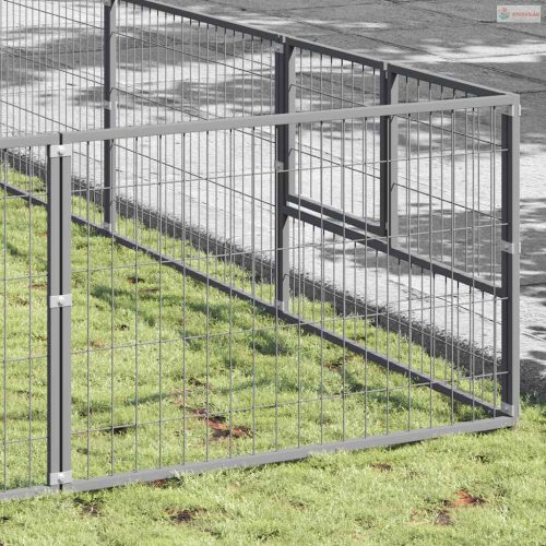 Ezüstszínű acél kutyakennel 80 m²