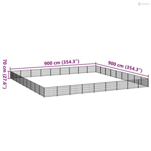 Fekete acél kutyakennel 81 m²