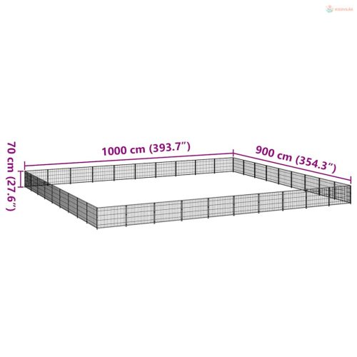 Fekete acél kutyakennel 90 m²