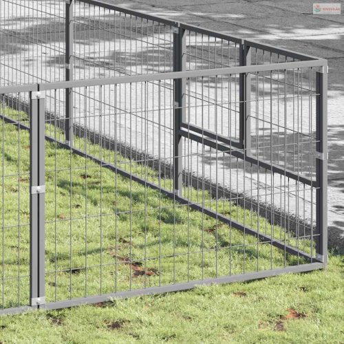 Ezüstszínű acél kutyakennel 81 m²