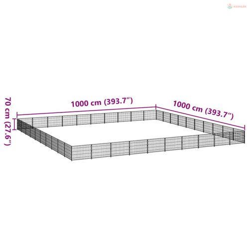 Fekete acél kutyakennel 100 m²