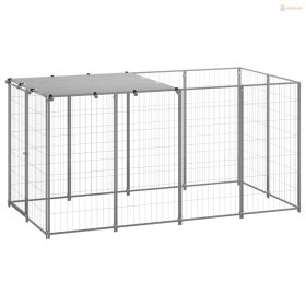 Ezüstszínű acél kutyakennel 2,42 m²