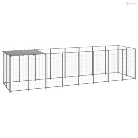 Ezüstszínű acél kutyakennel 4,84 m²