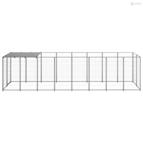 Ezüstszínű acél kutyakennel 4,84 m²