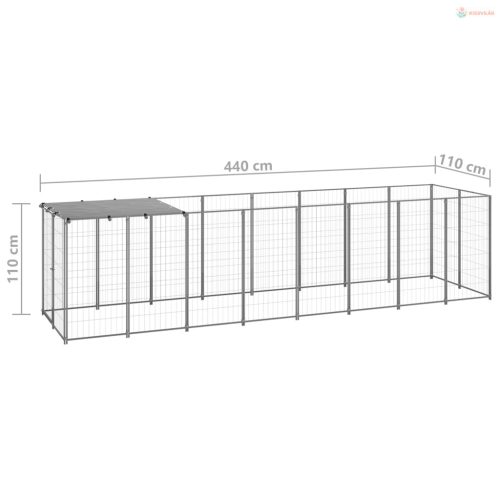 Ezüstszínű acél kutyakennel 4,84 m²