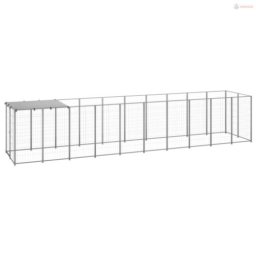 Ezüstszínű acél kutyakennel 6,05 m²