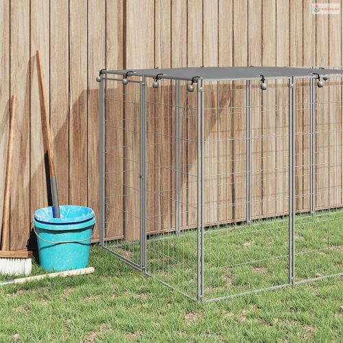 Ezüstszínű acél kutyakennel 6,05 m²