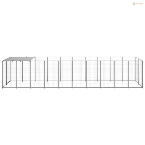 Ezüstszínű acél kutyakennel 6,05 m²