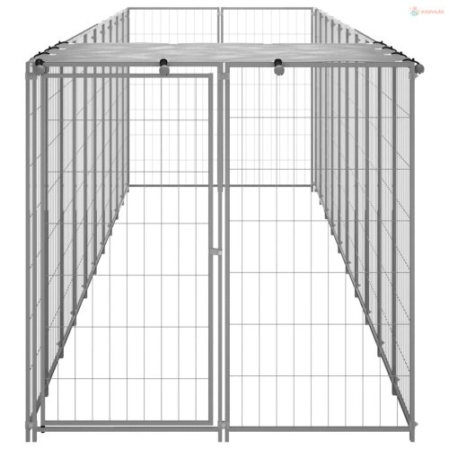 Ezüstszínű acél kutyakennel 6,05 m²