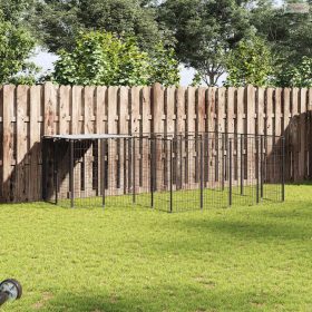 Fekete acél kutyakennel 6,05 m²