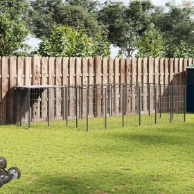 Fekete acél kutyakennel 8,47 m²