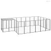 Fekete acél kutyakennel 8,47 m²