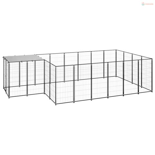 Fekete acél kutyakennel 8,47 m²