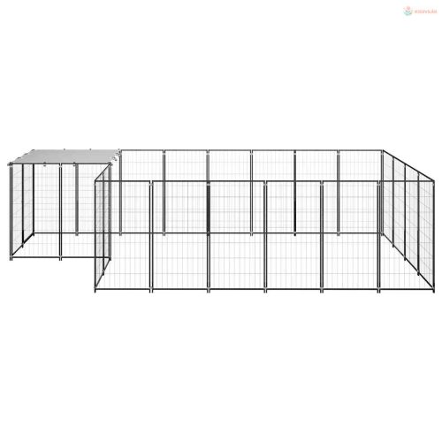 Fekete acél kutyakennel 8,47 m²