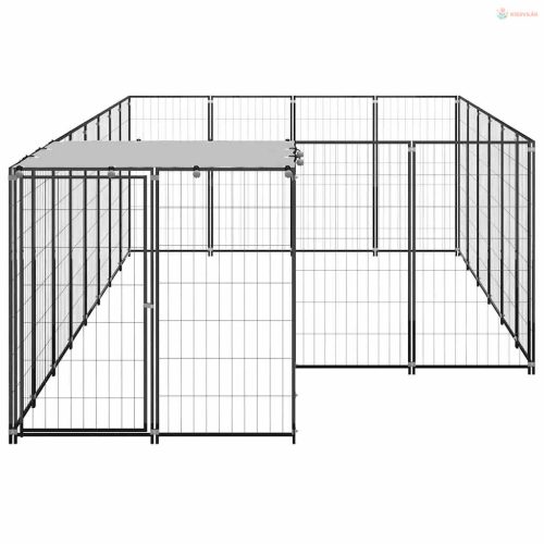 Fekete acél kutyakennel 8,47 m²