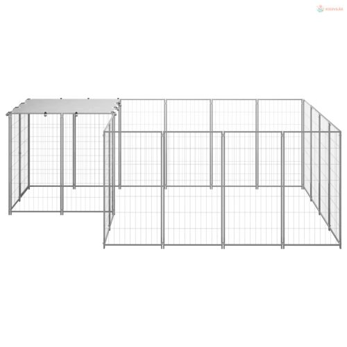 Ezüstszínű acél kutyakennel 6,05 m²
